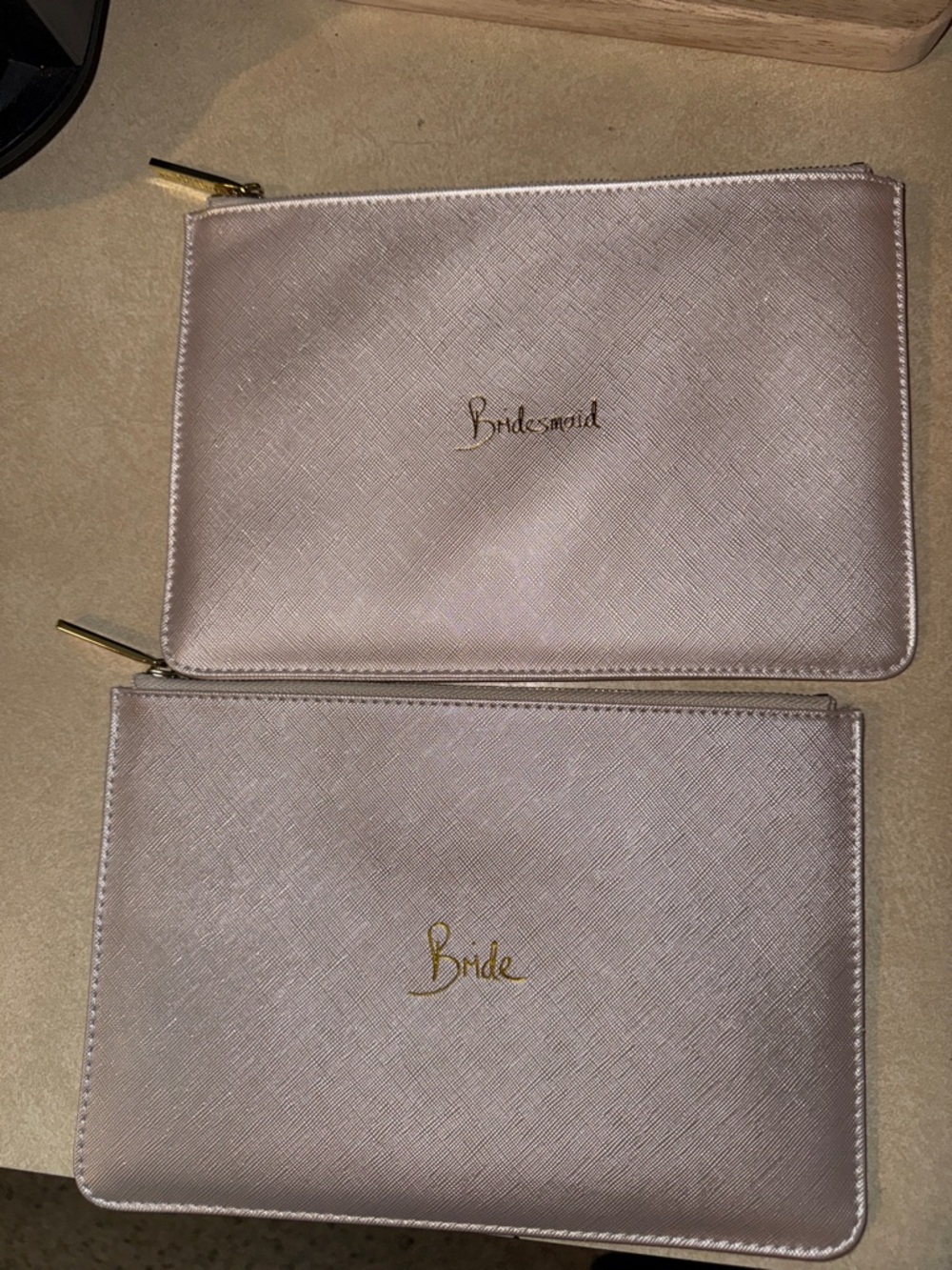 Bride & Bridesmaid Pink Satin Zip Pouch Set